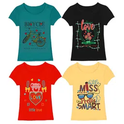 CoolTees4U Girls Pack Of 4 Graphic Printed Cotton T-shirts-picture-18