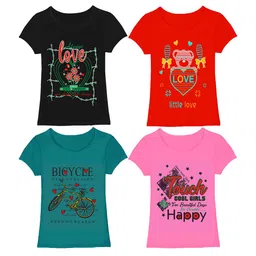 CoolTees4U Girls Pack Of 4 Graphic Printed Cotton T-shirts-picture-10