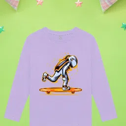NUSYL Boys Purple Printed Extended Sleeves T-shirt-picture-48