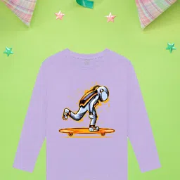 NUSYL Boys Purple Printed Extended Sleeves T-shirt-image-42