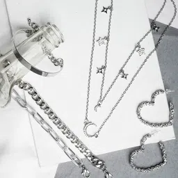 JOKER & WITCH Silver-Plated Stone Studded Jewelry Set-picture-12