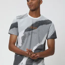 Mufti Abstract Printed Pure Cotton Slim Fit T-shirt image 1