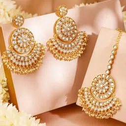 Rubans Gold Plated Kundan Stone Jewellery Set-image-93