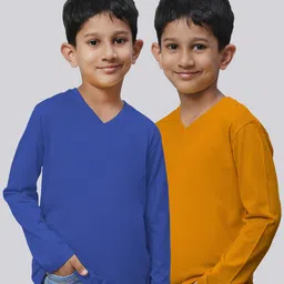 Friskers Boys Pack Of 2 V-Neck Long Sleeves Pure Cotton T-shirts-picture-40