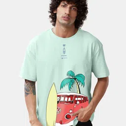 Crazymonk Surf And Chill Printed Drop Shoulder Pure Cotton Oversized T-Shirt-picture-18