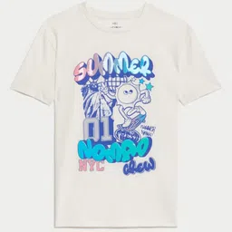 Marks & Spencer Unisex Kids Graphic Printed Round Neck Cotton T-shirt-picture-48