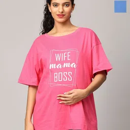 The Mom Store Women 2 Printed Raw Edge T-shirt-picture-27