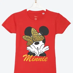 YK Disney Girls Red Minnie Mouse Printed T-shirt-image-84