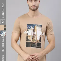 Joven Men Pack of 2 Printed Pure Cotton T-shirts-picture-21