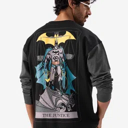 The Souled Store Batman Printed Cotton Round Neck Long Sleeves Oversized T-shirt image 1