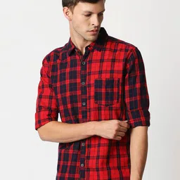 Pepe Jeans Men Red Tartan Checks Checked Casual Shirt-picture-37