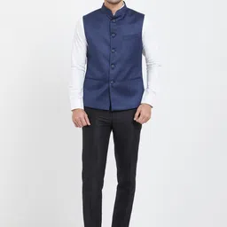 Indian Poshakh Mandarin Collar Sleeveless Nehru Jacket-picture-34