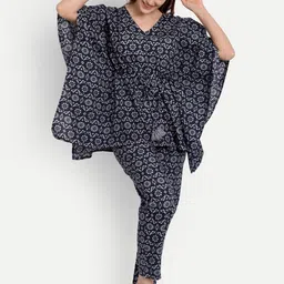 githaan Women Floral Printed Kaftan Night Suit image 1