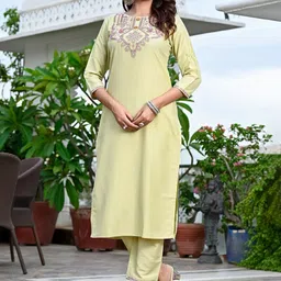 MissKurti Floral Yoke Design Mirror Work Pure Silk Kurta With Trousers-picture-38