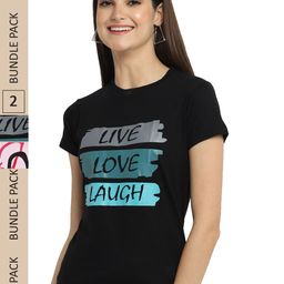 Fabflee Pack Of 2 Typography Printed Cotton T-shirt-picture-13