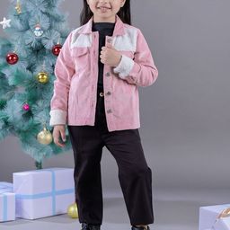 Budding Bees Girls Colourblocked Corduroy Lightweight Open Front Jacket-picture-6