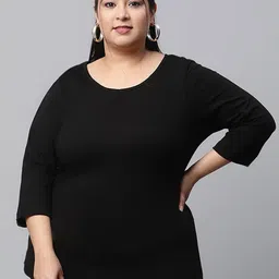 UnaOne Plus Size Pure Cotton Slim Fit Longline T-shirt-picture-47