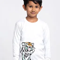 Friskers Boys White Printed Raw Edge Slim Fit T-shirt-picture-24