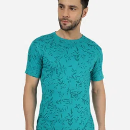 Greenfibre Floral Printed Round Neck Slim Fit T-shirt-picture-25