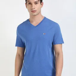 Tommy Hilfiger Men Solid V-Neck Cotton T-shirt image 1