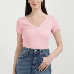 Tommy Hilfiger Women V-Neck Pockets Slim Fit T-shirt-picture-25