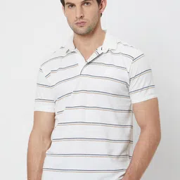 Mufti Striped Polo Collar Slim Fit T-shirt-picture-38
