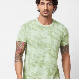 SPYKAR Camouflage Printed Round Neck Slim Fit T-shirt-picture-32