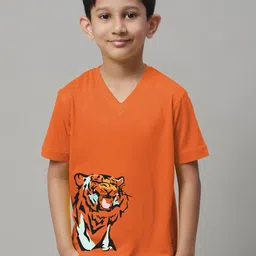 Friskers Boys Printed V-Neck Slim Fit T-shirt image 1