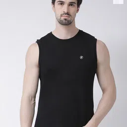 Friskers Pack Of 2 Round Neck Sleeveless Pure Cotton Slim Fit T-shirt image 1