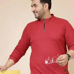 Rigo Men Plus Size Solid Knit High Neck Cotton Slim Fit T-shirt-picture-29
