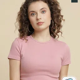 UnaOne Pack Of 2 Slim Fit Pure Cotton Crop T-shirt-image-4