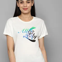 Allen Solly Woman Women White Typography Printed Raw Edge T-shirt-picture-39