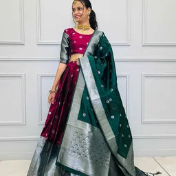 Fabcartz Woven Design Semi-Stitched Lehenga & Unstitched Blouse With Dupatta-picture-38