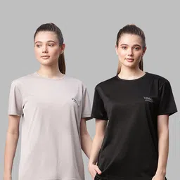 VIMAL JONNEY Women Black & Grey Pack Of 2 T-shirts-image-26