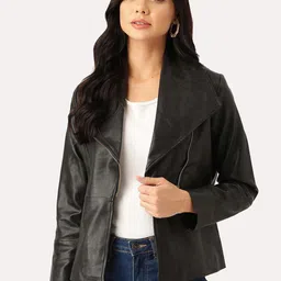Leather Retail Women Outdoor Biker Jacket-picture-11