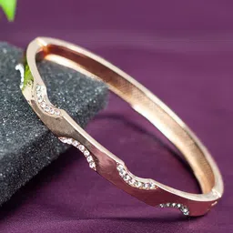 PRIVIU American Diamond Rose Gold-Plated Stainless Steel Bangle-Style Bracelet image 1