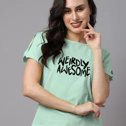 Friskers Women Typography Printed Slim Fit Pure Cotton T-shirt-picture-38