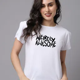 Friskers Women Typography Printed Slim Fit Cotton T-shirt-picture-24