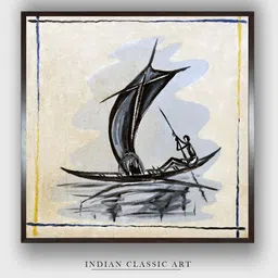 INDIAN CLASSIC ART White & Blue Indian Folk Wall Art image 1