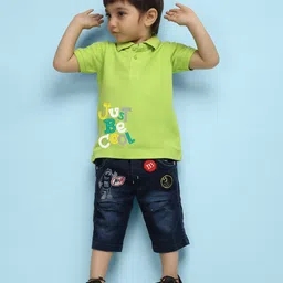 NUSYL Kids Polo Collar Typography Printed T-shirt-image-40