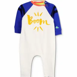 Cherry Crumble Boys White & Blue Printed Rompers-picture-36