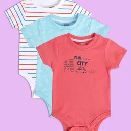 MINI KLUB Mto Infants Pack Of 3 Printed Pure Cotton Bodysuit image 2