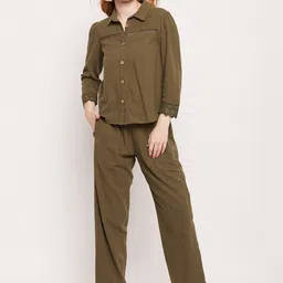 DELAN Shirt Collar Pure Cotton Shirt & Trousers-picture-17