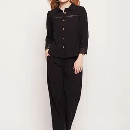 DELAN Three-Quarter Sleeves Cut Out Shirt With Trousers-picture-37