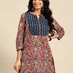 RANGMAYEE Red & Blue Floral Printed Pure Cotton Kurti-image-55