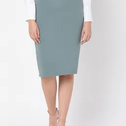 Smarty Pants Women Olive Pencil cut Skirts-picture-27