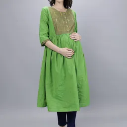 Cot'N Soft Round Neck A-Line Pure Cotton Maternity Kurta-picture-28