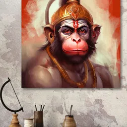 SAF Wooden Framed Lord Hanuman Art Canvas Painting Wall Art-picture-22