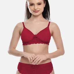 FIMS Women Solid Lace Lingerie Set MTR_Jasmine_Pad_Set_Maroon_B-Multicolor-image-60