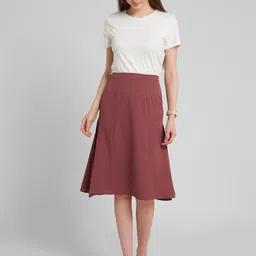 aturabi Women Maroon Solid Flared Knee-Length Skirt-picture-40